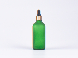 Grünglasflasche 100ml, mit Pipette gold